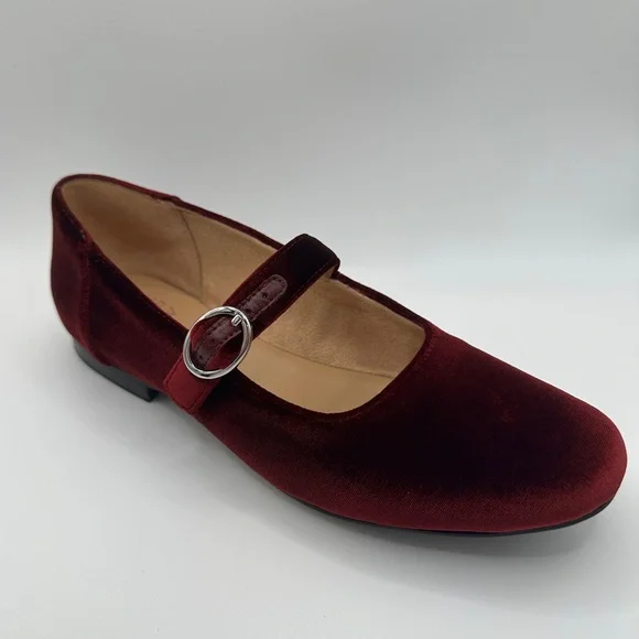 Naturalizer Kelly Velvet Mary Jane Flats in Cabernet Sauvignon - Picture 8 of 13